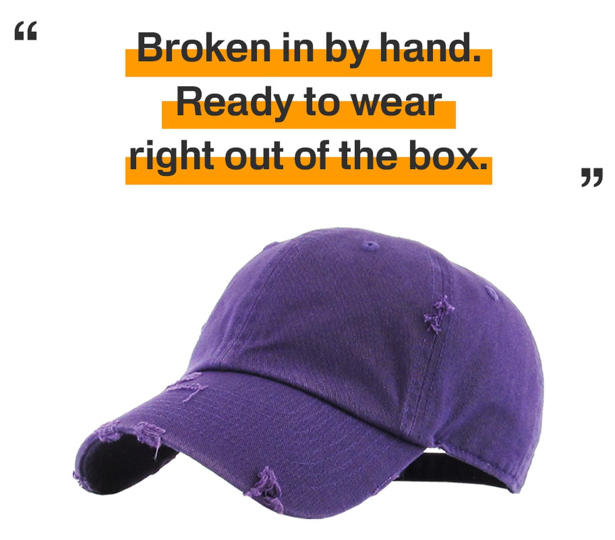Purple Distressed Vintage Baseball Cap Front Side View